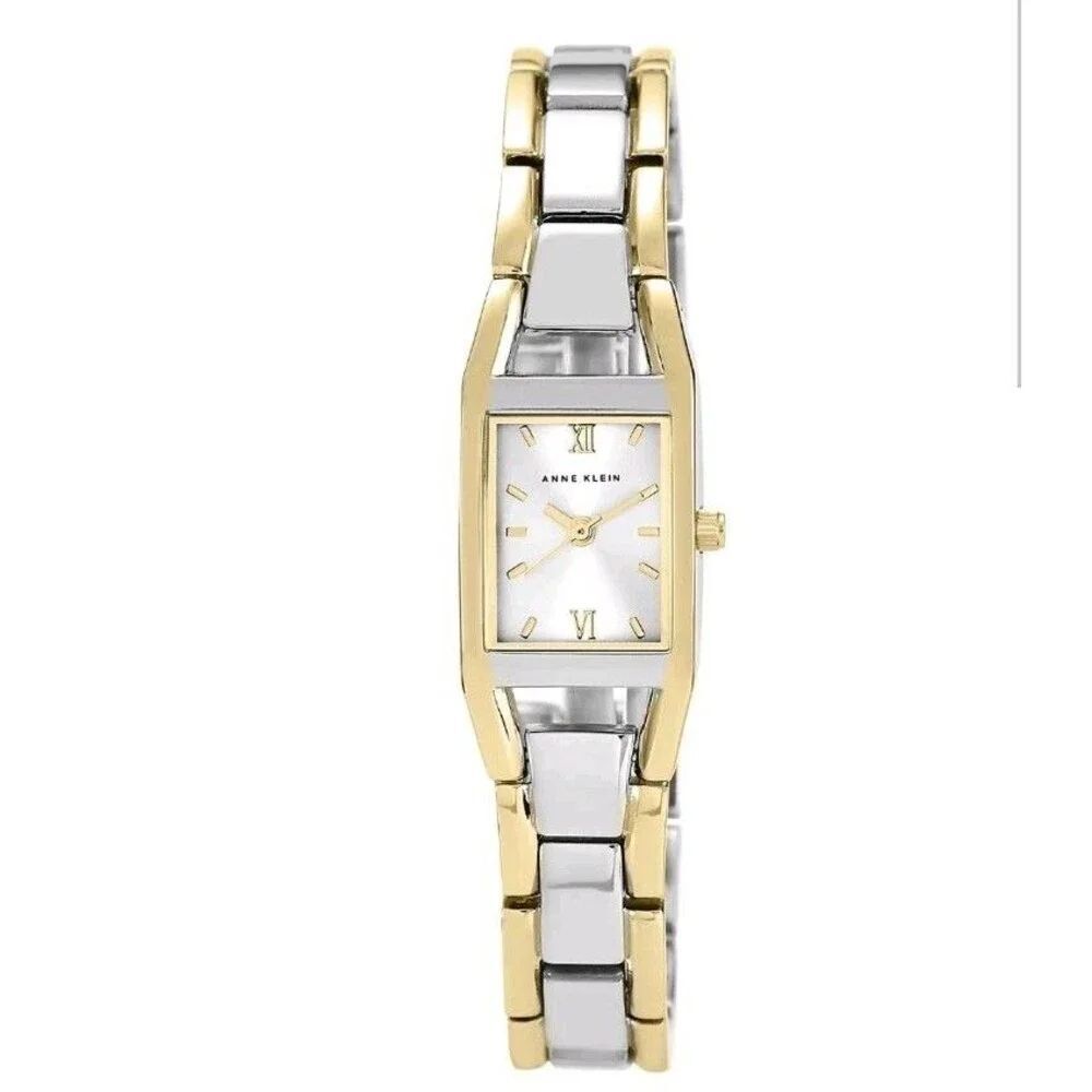 Anne Klein Two Tone Women's Wrist Watch Rectangular Quartz Roman Numeral